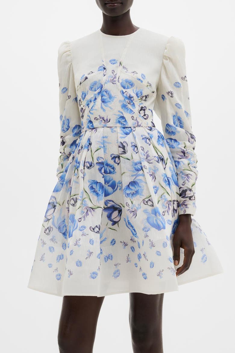 Leoni Silk Blend Mini Dress, Alternate, color, Tulip Blue