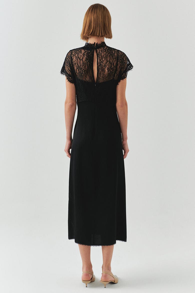 Iyla Crew Neck Midi Dress, Alternate, color, BLACK