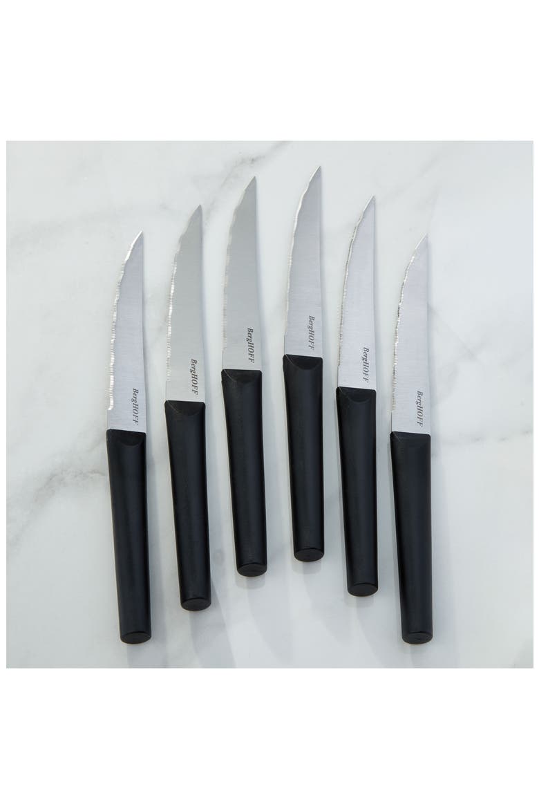 DiNA Matrix Set of 6 Serrated Steak Knives, Alternate, color, BLACK