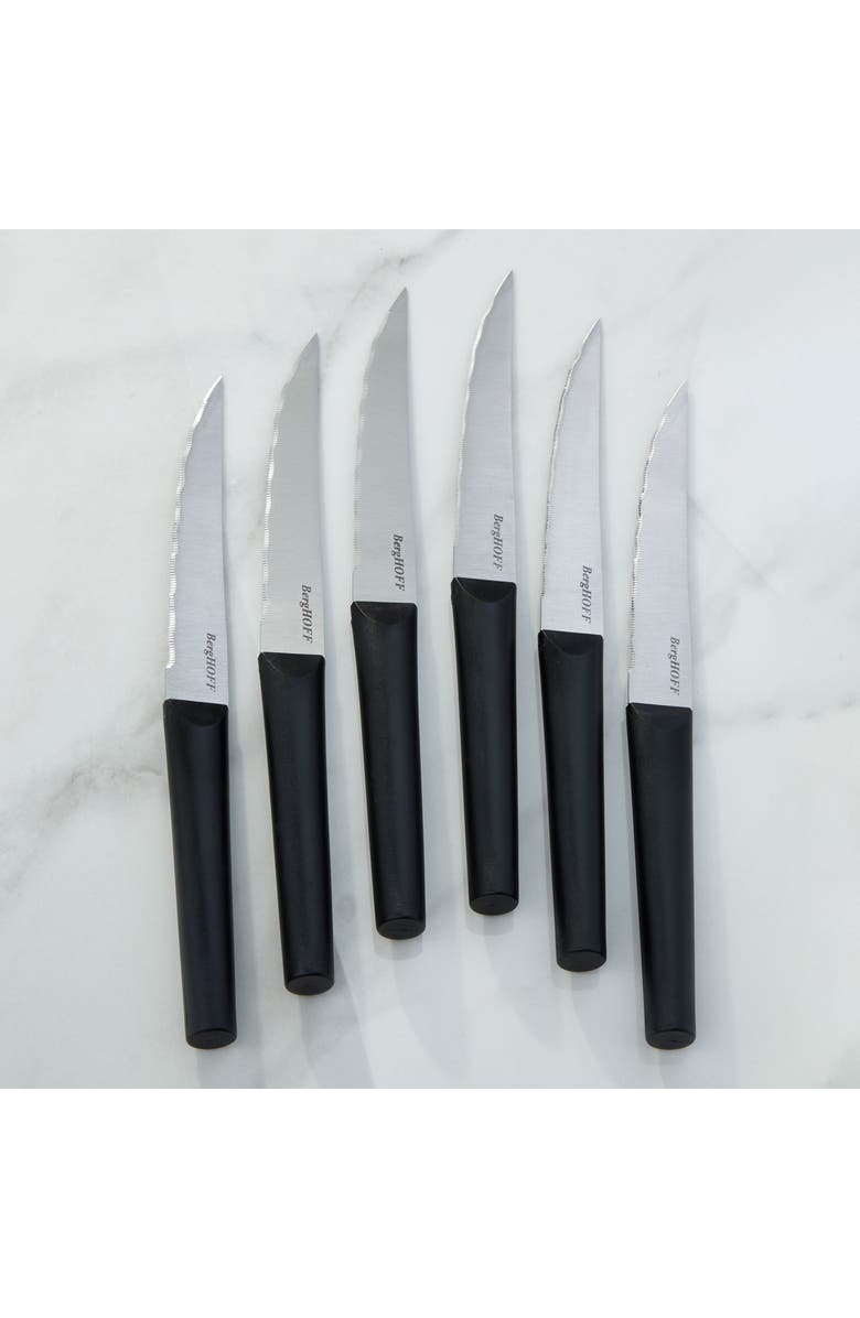BergHOFF DiNA Matrix Set of 6 Serrated Steak Knives, Alternate, color, Black