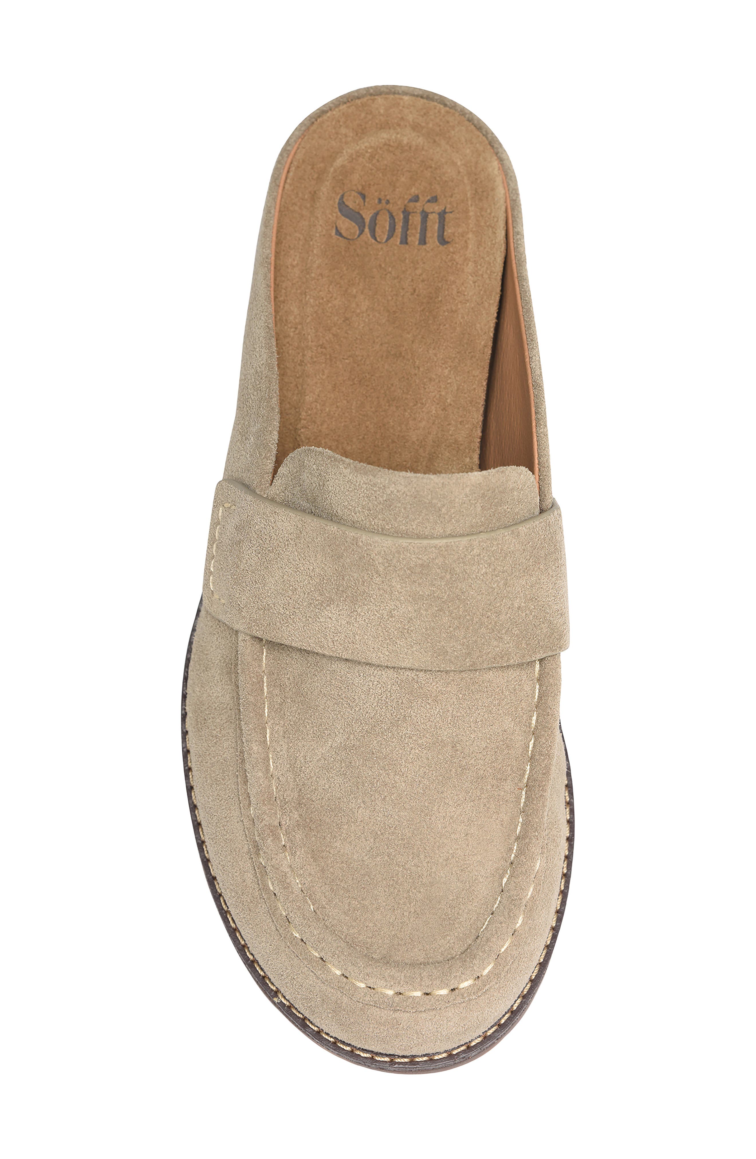 Alicia Leather Flat Mule, Alternate, color, LIGHT GREY