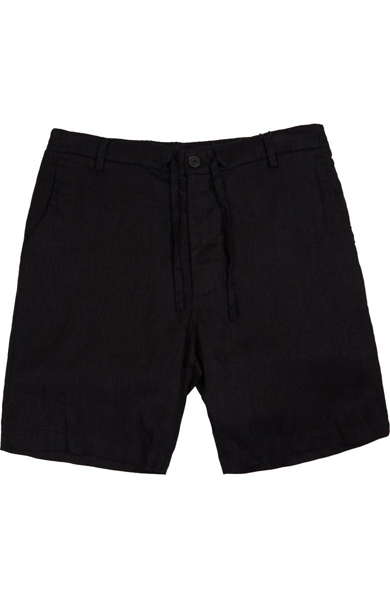 Lords of Harlech Solid Linen Drawstring Short, Main, color, Black