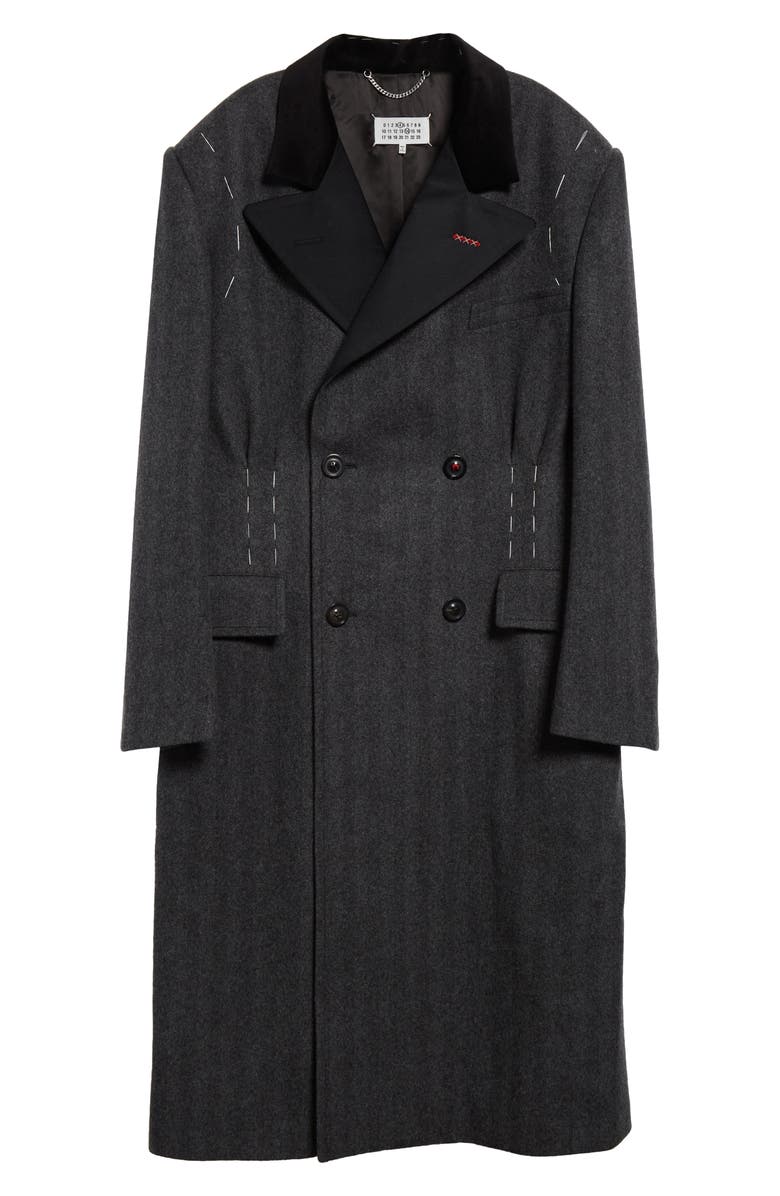 Maison Margiela Work in Progress Wool Herringbone Topcoat, Alternate, color,