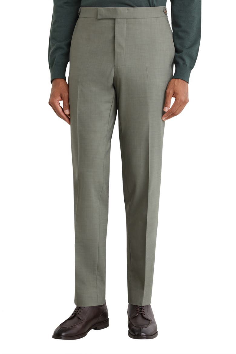 Grain Tailored Fit Wool Blend Suit Trousers, Main, color, SAGE GREEN