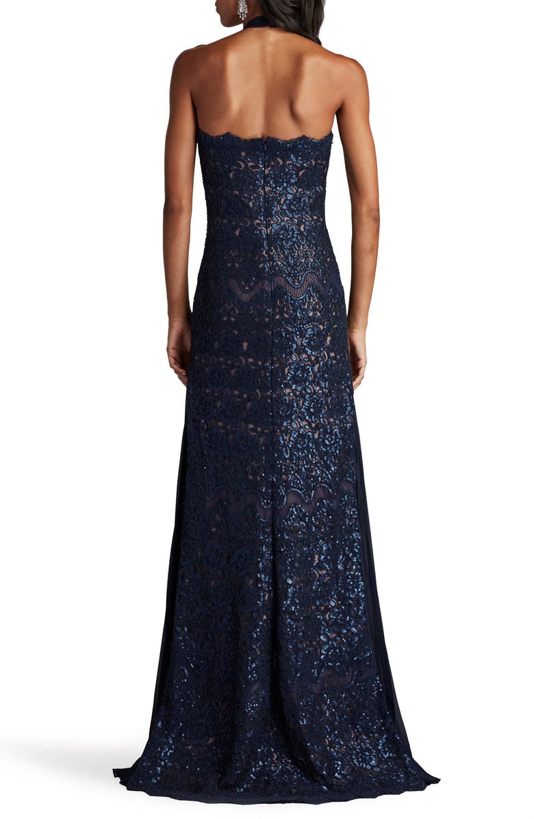 Tadashi Shoji Sequin Embellished Halter Neck Gown, Alternate, color, 