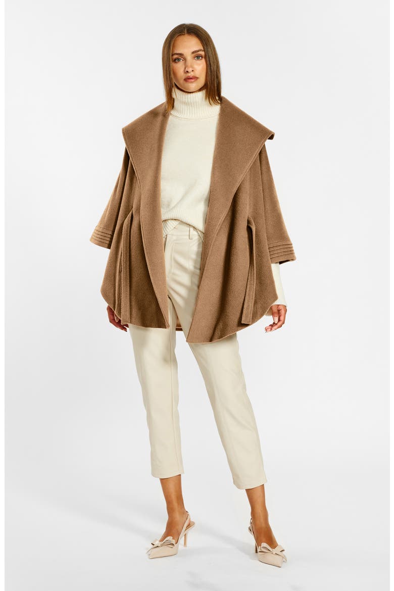 Baby Alpaca & Wool Cape, Alternate, color, BROWN