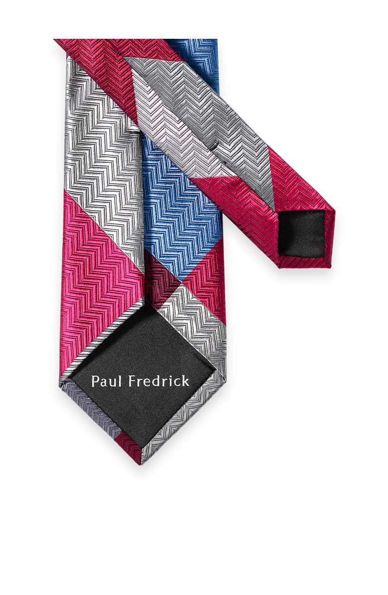 Paul Fredrick Patchwork Woven Silk Tie, Alternate, color, Red Multi