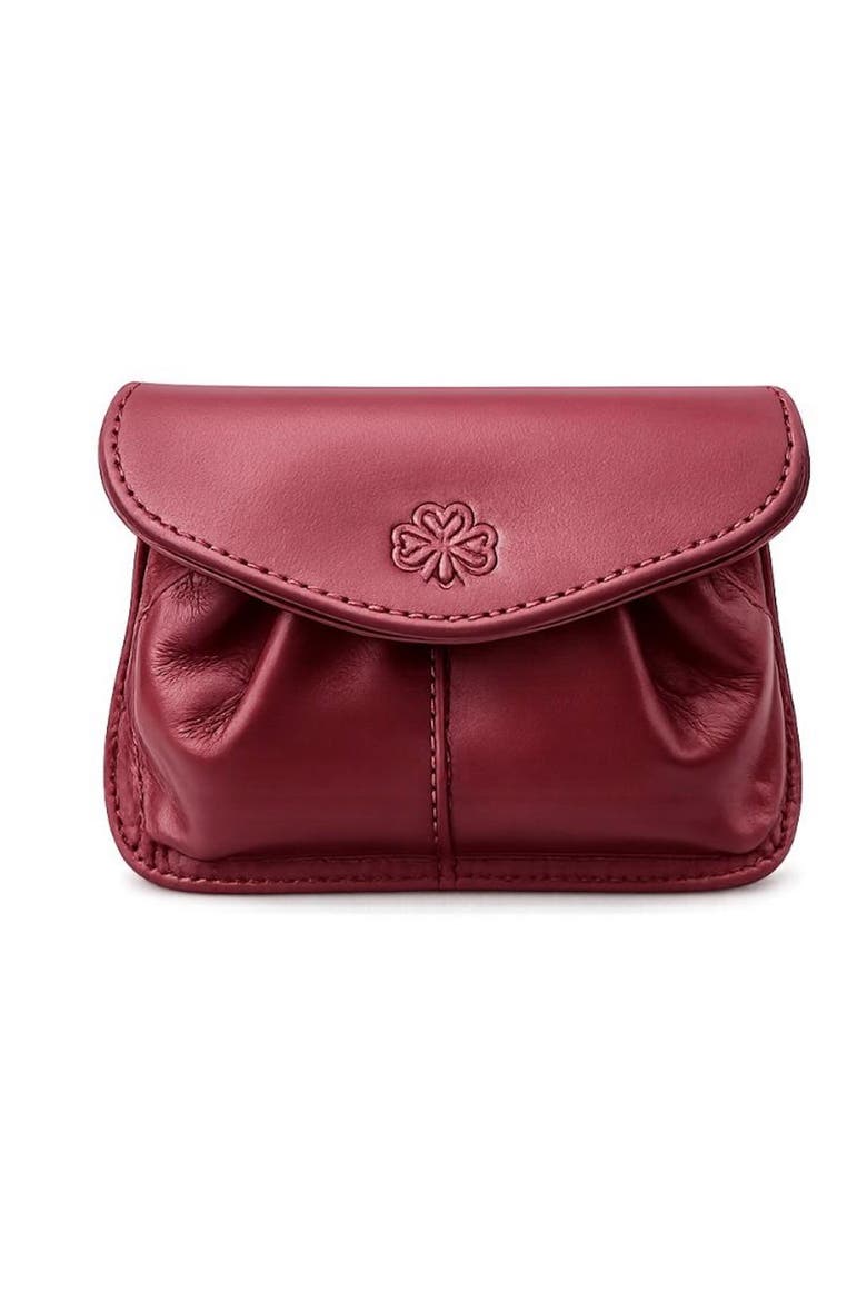 Écrin Liora Sculptural Leather Card Case, Main, color, Burgundy