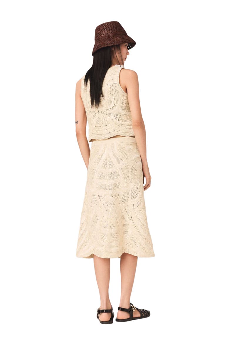 Long crochet skirt, Alternate, color, Beige