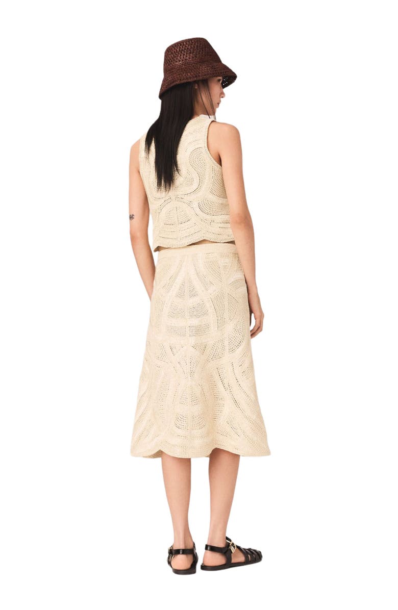 maje Long crochet skirt, Alternate, color, Beige