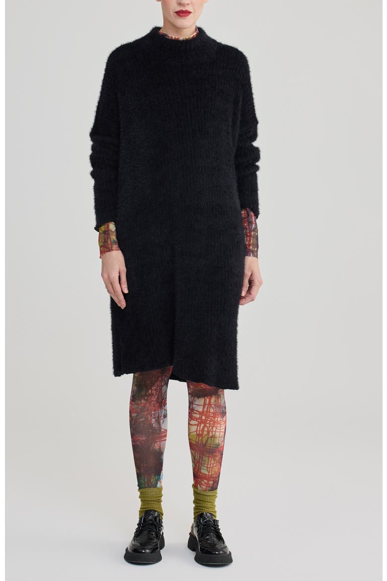 Capucine Shaggy Knit Dress, Alternate, color, Black
