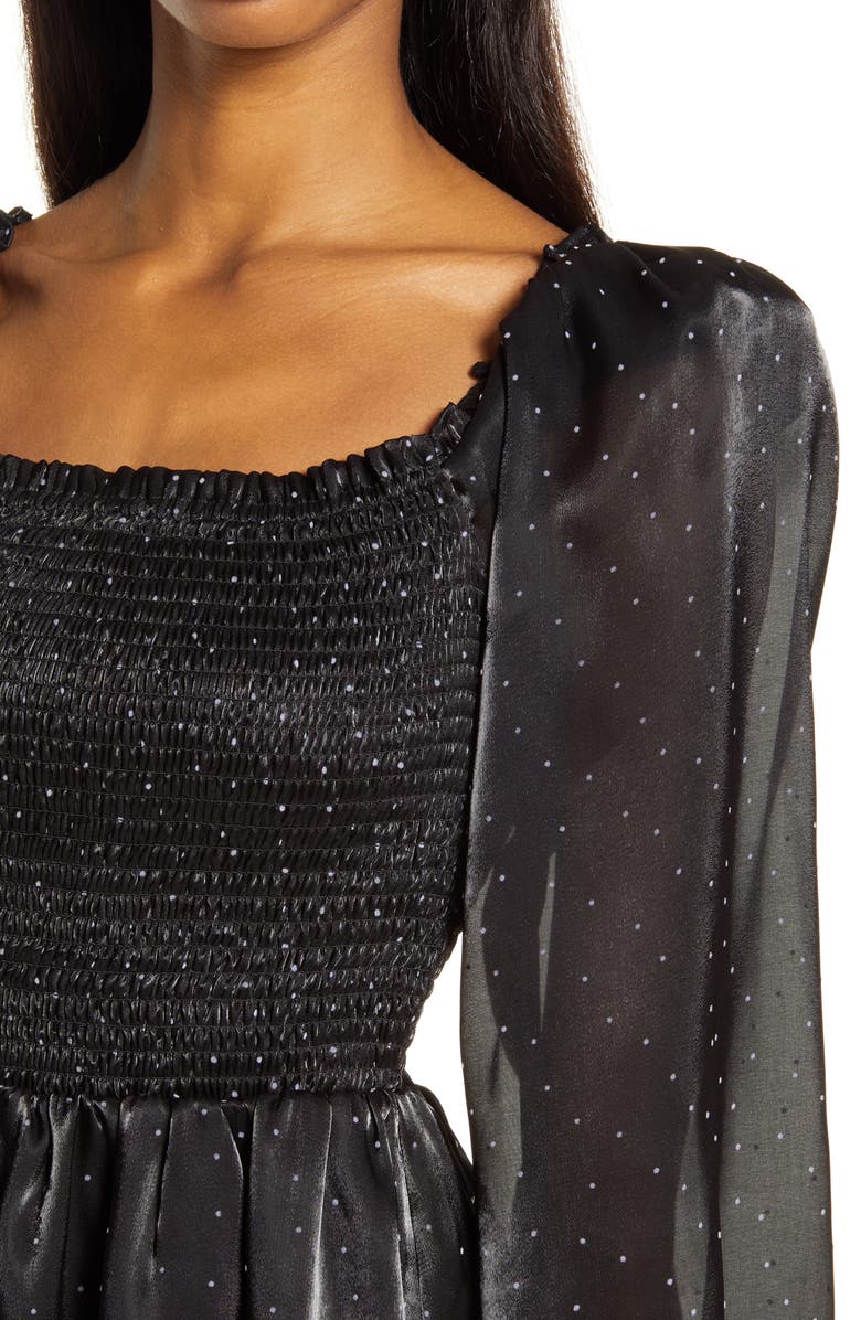 Charles Henry Smocked Long Sleeve Minidress, Alternate, color,