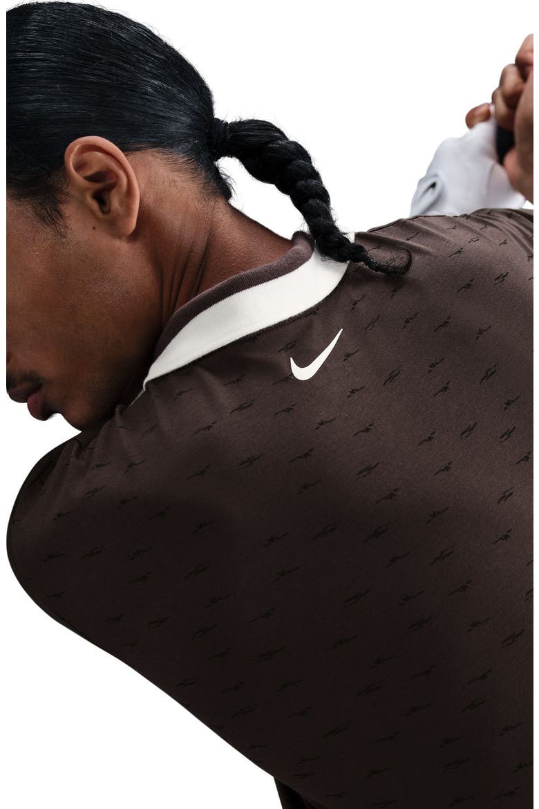 Dri-Fit Tour Micro Print Golf Polo, Alternate, color, BAROQUE BROWN/ PALE IVORY