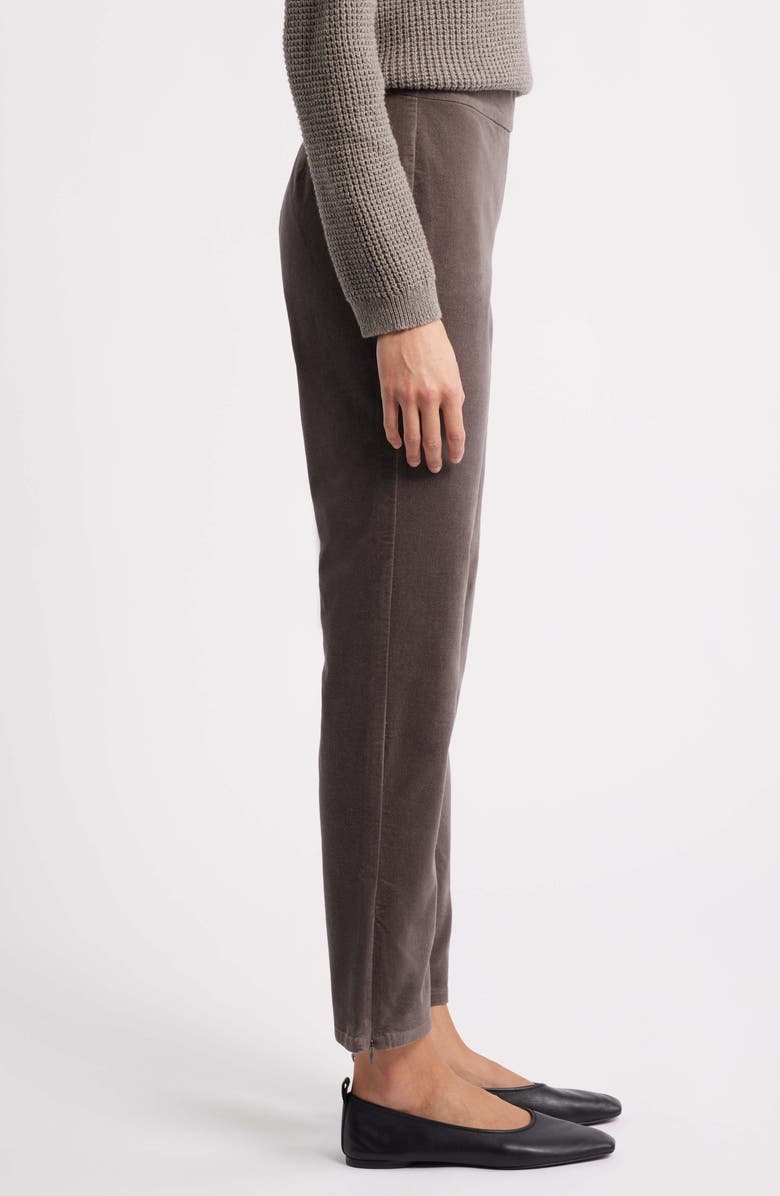 Eileen Fisher Zip Hem Slim Fit Stretch Organic Cotton Ankle Pants, Alternate, color, Rye