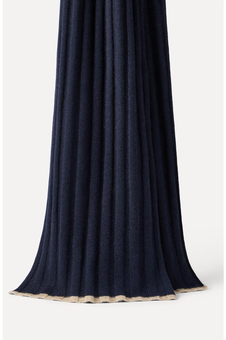 Cashmere rib knit scarf, Alternate, color, Navy Blue