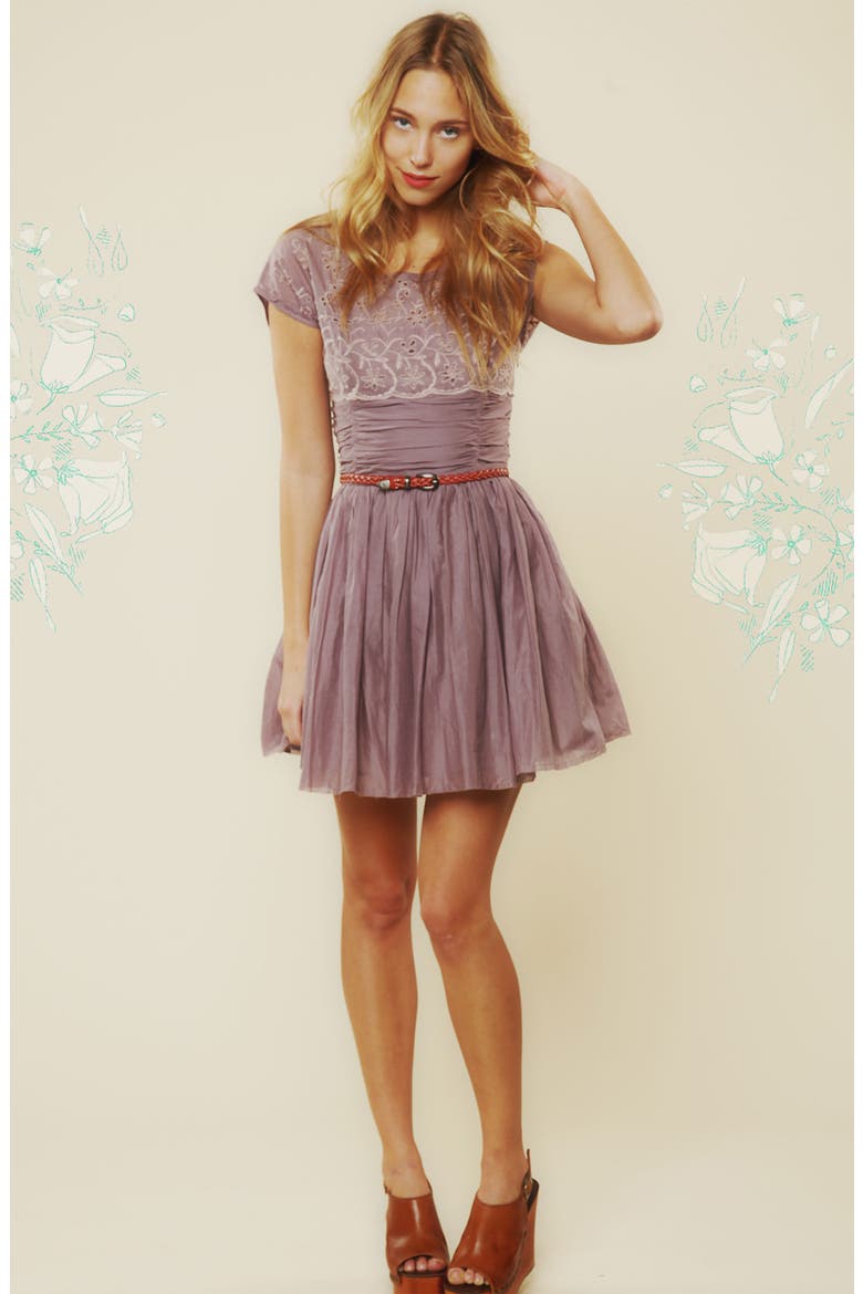 'Rose Garden' Cotton Sateen Eyelet Dress, Alternate, color, DUSTY MOCHA