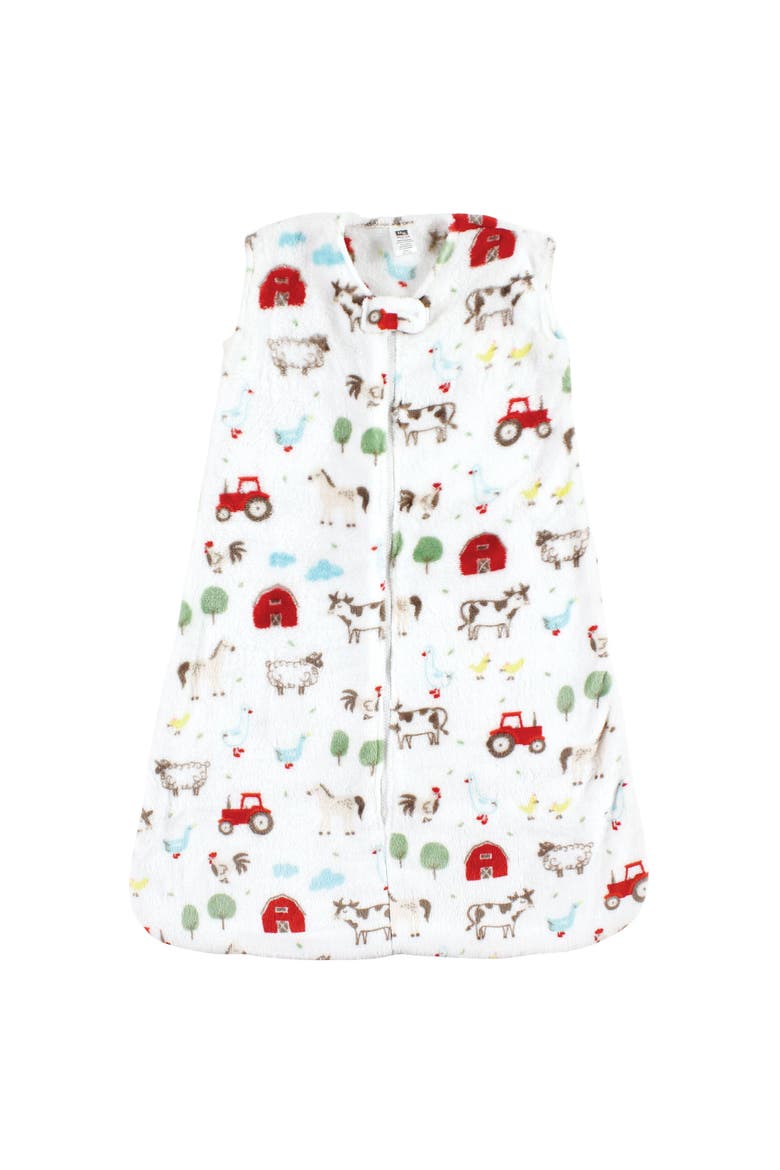 Plush Flannel Sleep Sack, Main, color, Boy Farm Animals