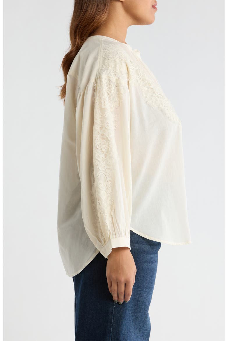 Lace Half Placket Top, Alternate, color, NEW IVORY