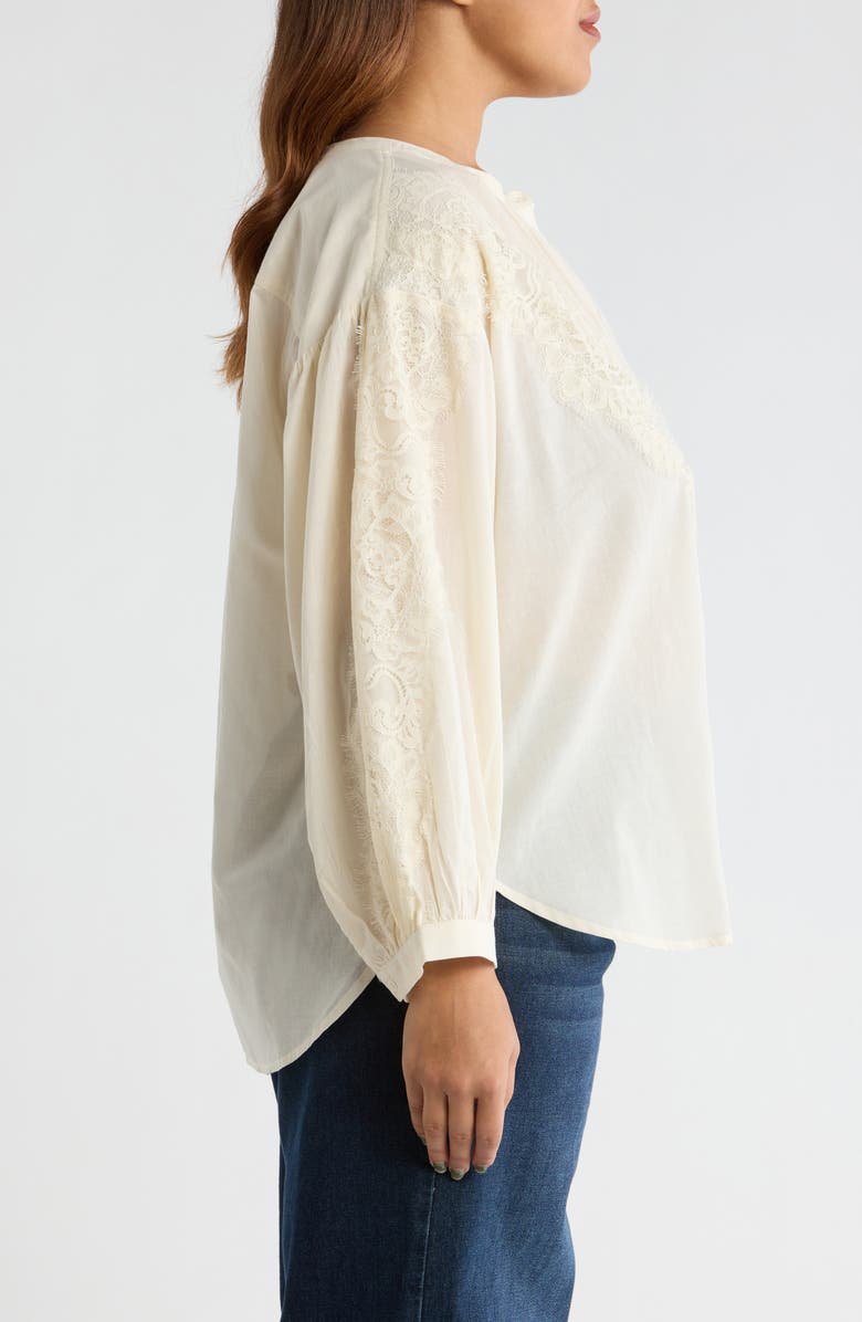 Vince Camuto Lace Half Placket Top, Alternate, color, New Ivory