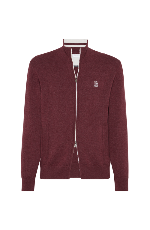 Brunello Cucinelli High-neck Zip-up Cardigan In Red