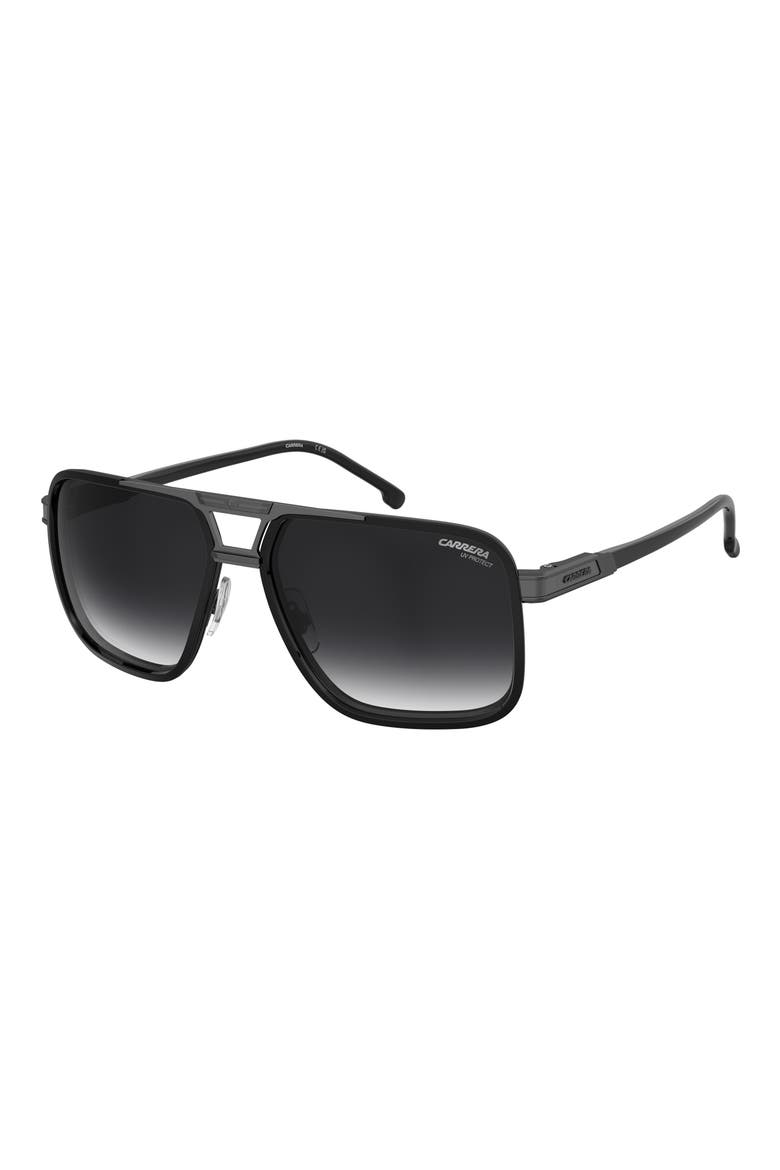 61mm Gradient Rectangular Sunglasses, Alternate, color, BLACK DARK RUTHENIUM/ GREY