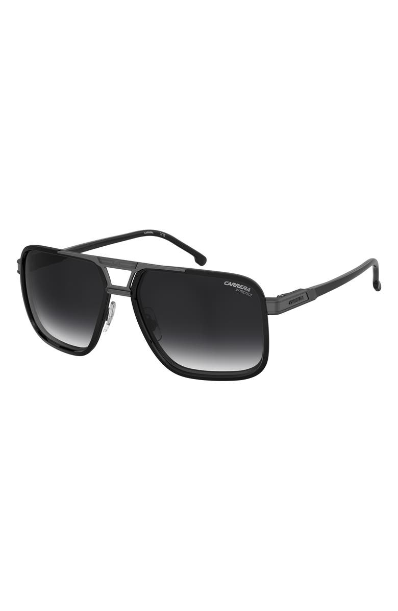 Carrera Eyewear 61mm Gradient Rectangular Sunglasses, Alternate, color, Black Dark Ruthenium/ Grey