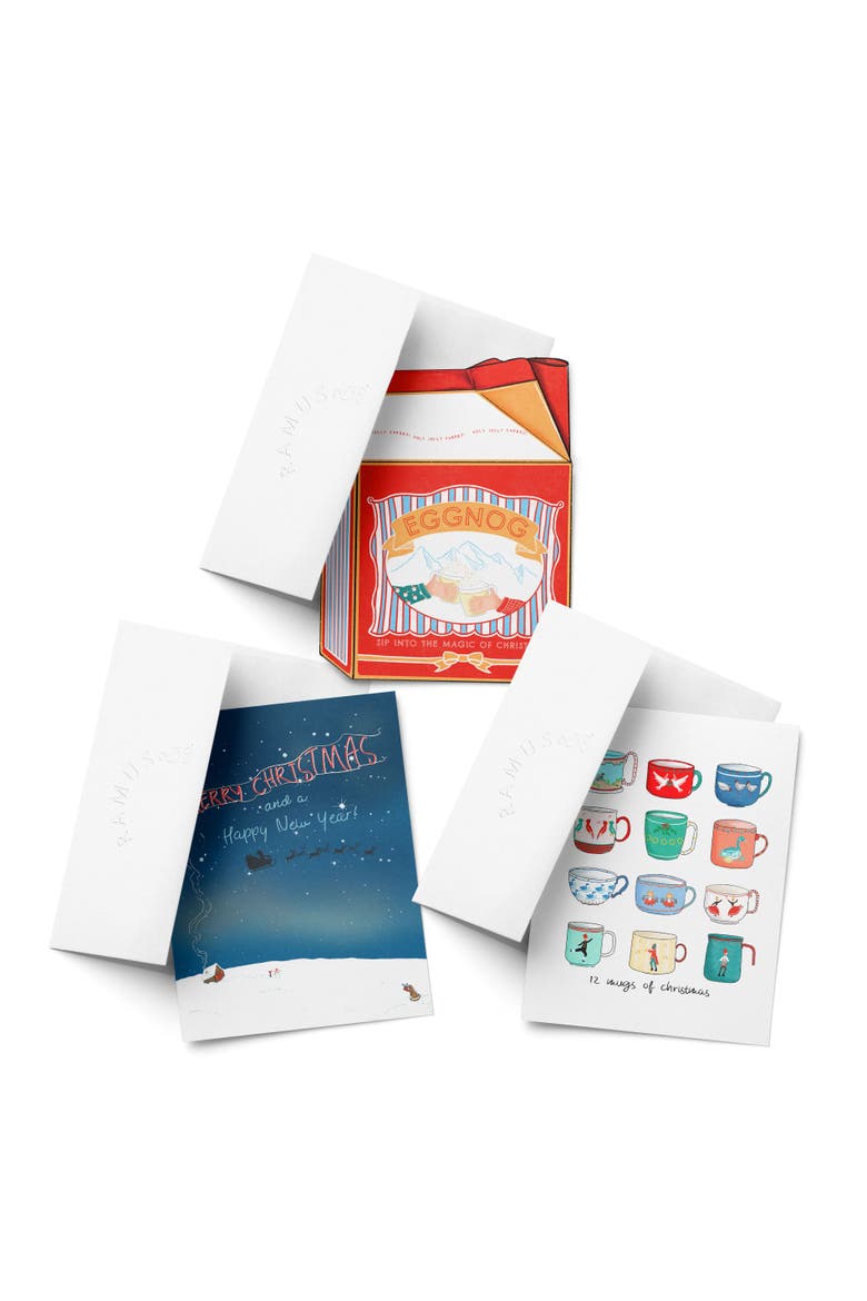 Eggnog, Slay Wishes, 12 Mugs of Christmas Winter/Holiday/Christmas Greeting Card Pack Sets, Main, color, Multi-Pack