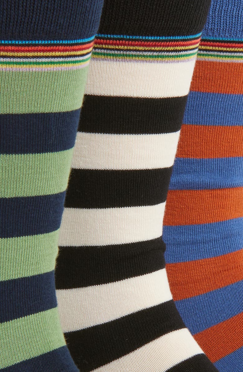 Paul Smith Assorted 3-Pack Ilford Stripe Cotton Blend Dress Socks, Alternate, color, Multi
