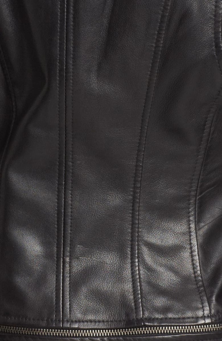 Bernardo Trapunto Trim Leather Scuba Jacket, Alternate, color,