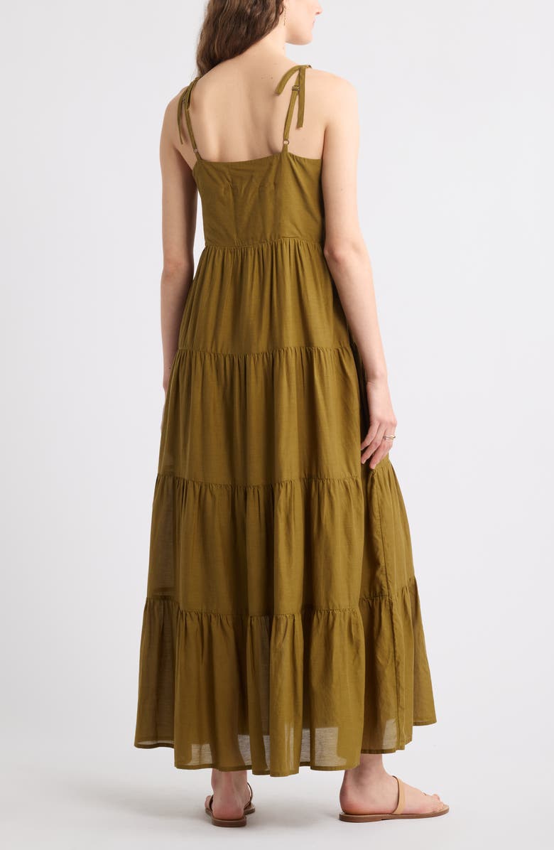Treasure & Bond Tie Shoulder Tiered Maxi Dress, Alternate, color, Olive Green