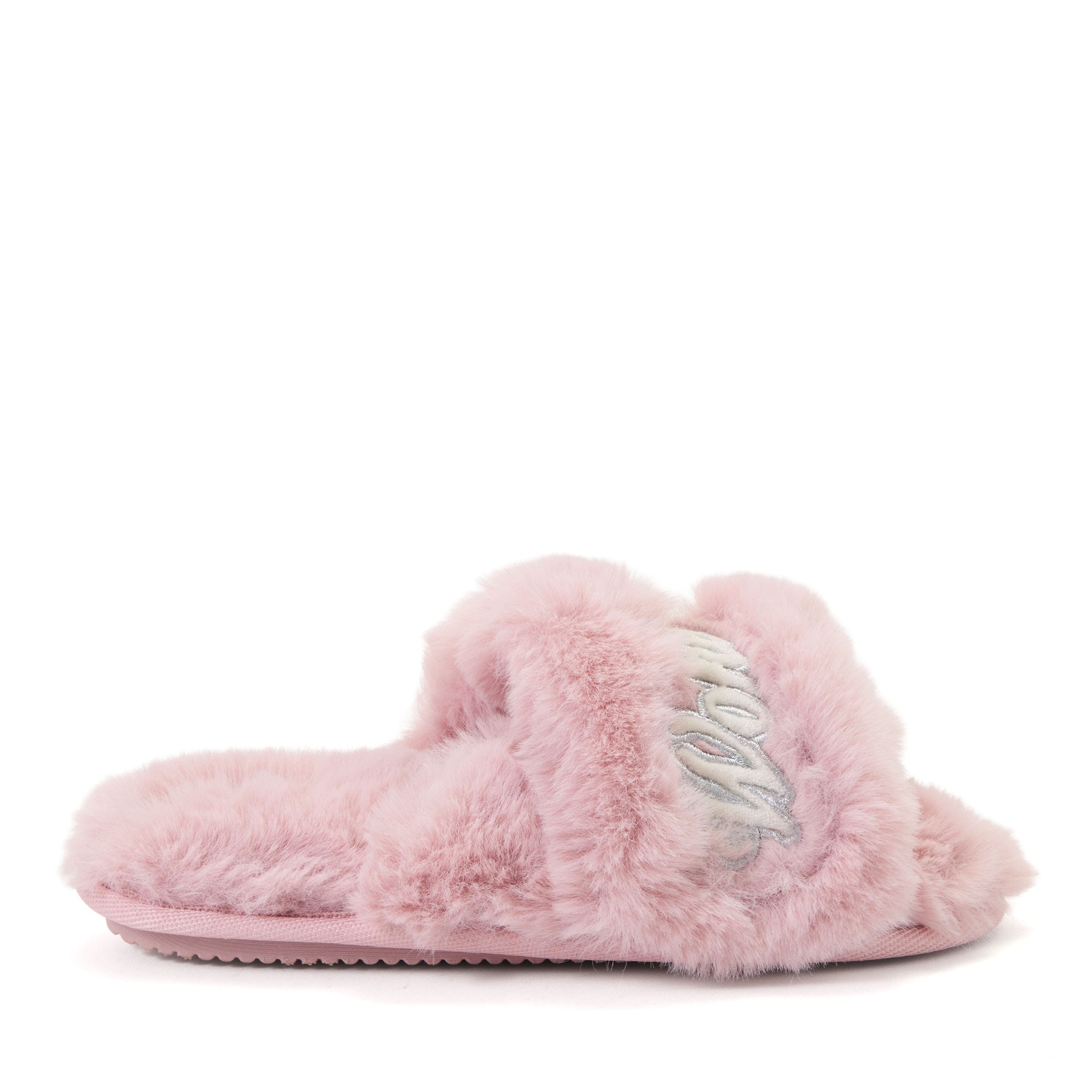 Fur Slide Slippers, Alternate, color, PALE MAUVE
