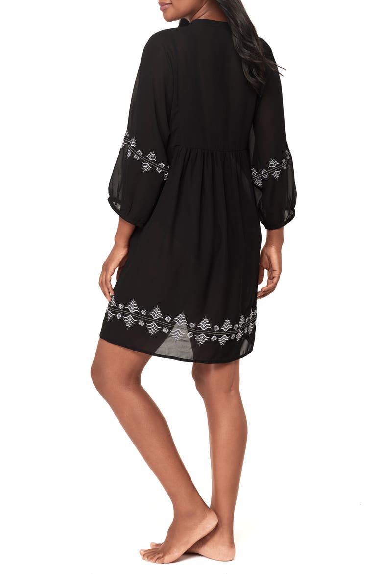 Embroidered Cover-Up Dress, Alternate, color, BLACK/ WHITE