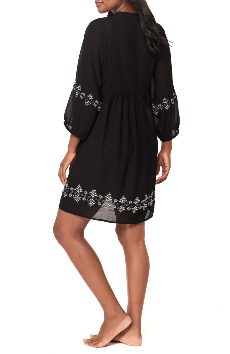 Miraclesuit<sup>®</sup> Embroidered Cover-Up Dress, Alternate, color, Black/ White