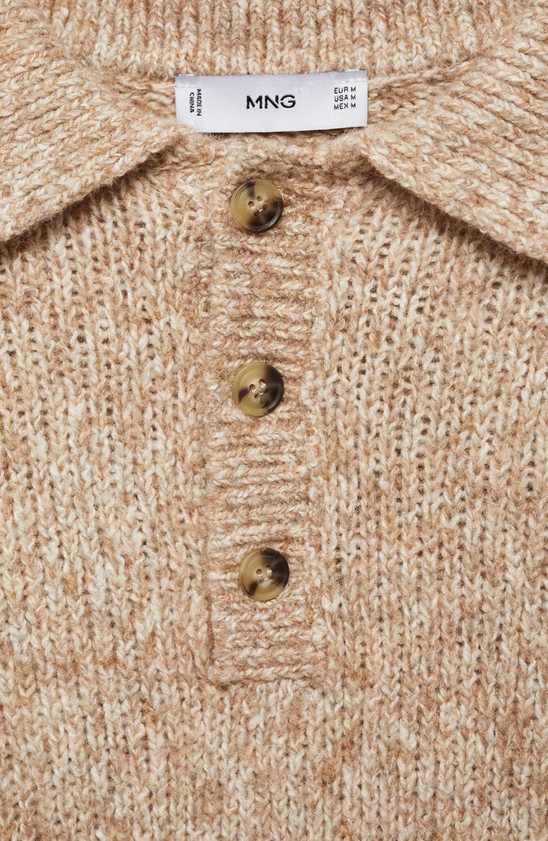 MANGO Marled Long Sleeve Polo Sweater, Alternate, color, 