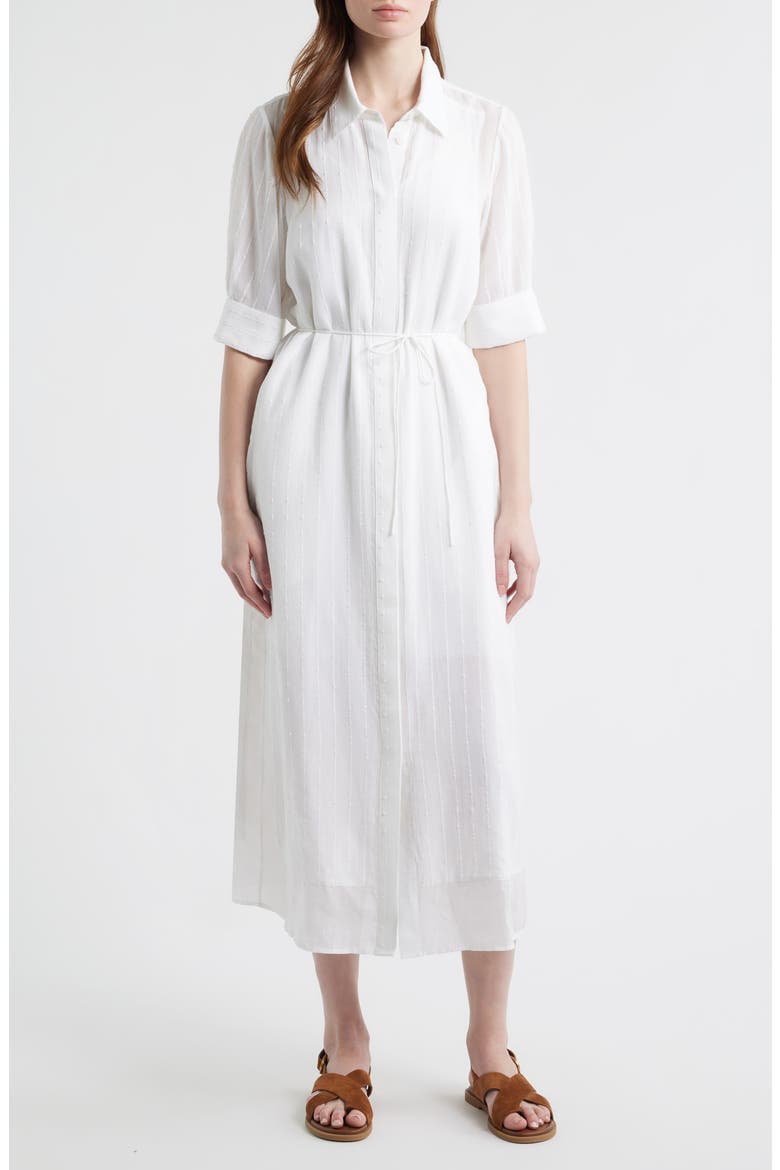 Lucy Texture Stripe Shirtdress, Main, color, WHITE