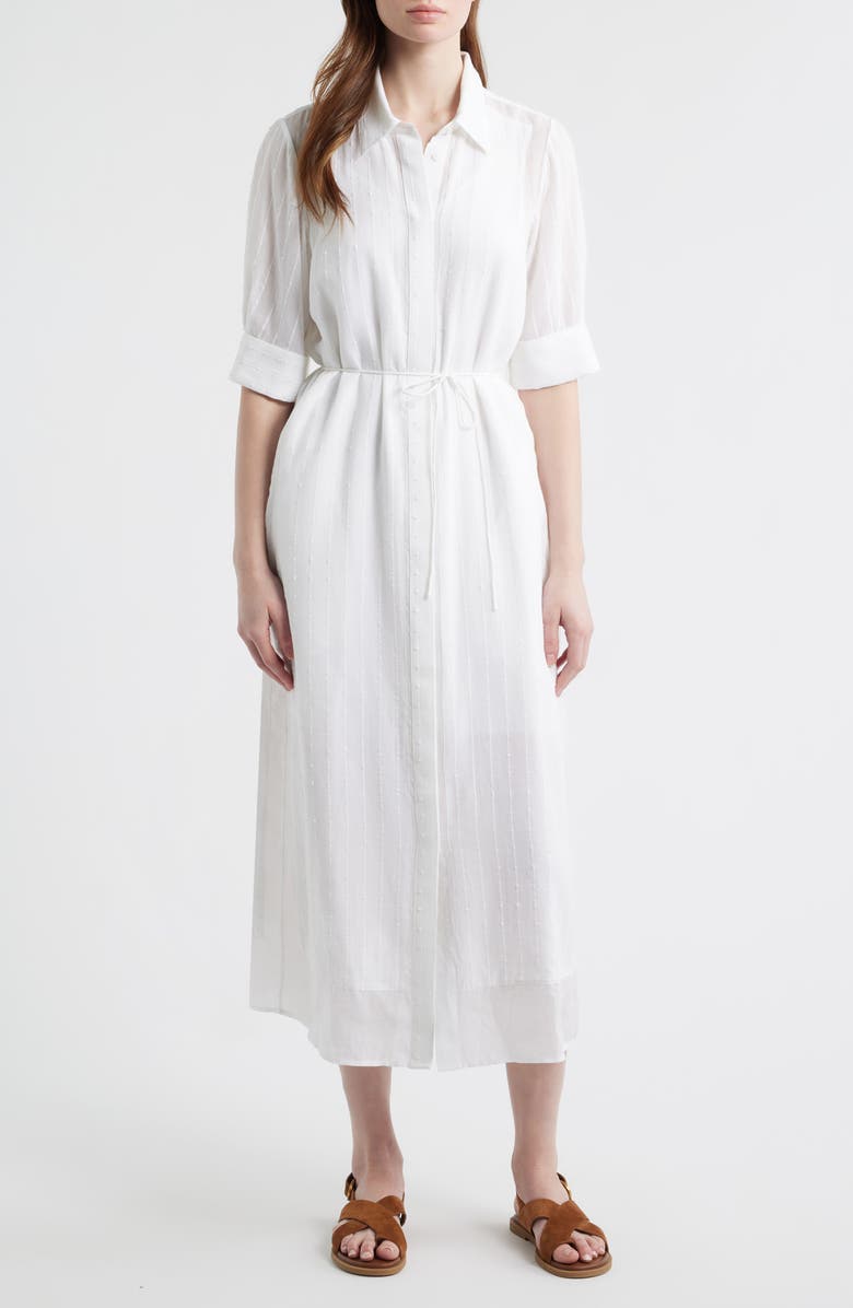 rag & bone Lucy Texture Stripe Shirtdress, Main, color, White