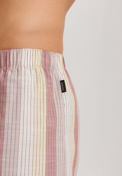 Hanro Fancy Woven Cotton Boxer In Bluewood Stripe
