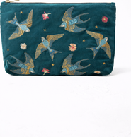 Elizabeth Scarlett Swallows Velvet Everyday Pouch