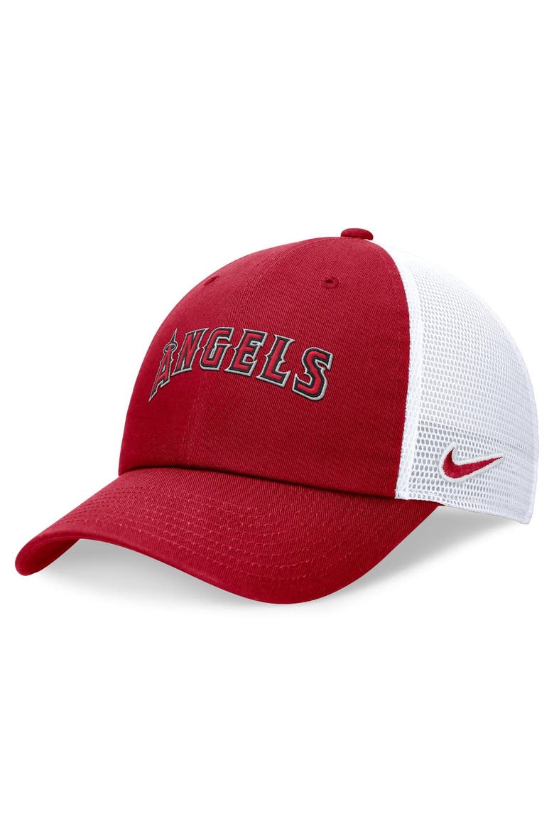 Men's Nike Red Los Angeles Angels Evergreen Wordmark Trucker Adjustable Hat, Main, color, Red