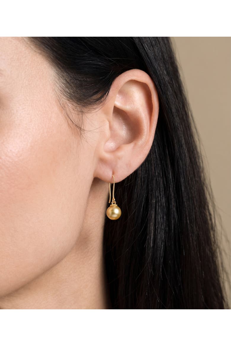 Golden South Sea Pearl Cindy Earrings, Alternate, color, Yellow Gold