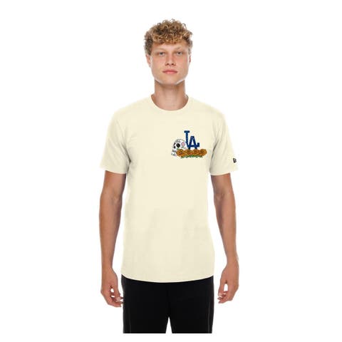 Men's New Era Natural Los Angeles Dodgers Dia de los Muertos Sugar Skull T-Shirt