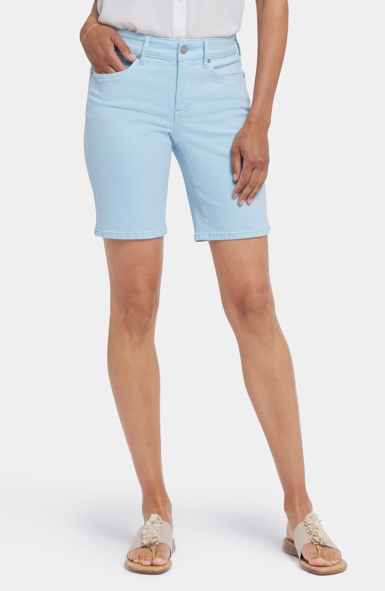 NYDJ Ella Side Slit Denim Bermuda Shorts, Main, color, Aquatic