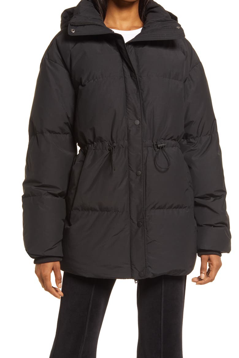 Oversize Hooded Down Puffer Jacket, Alternate, color, BLACK