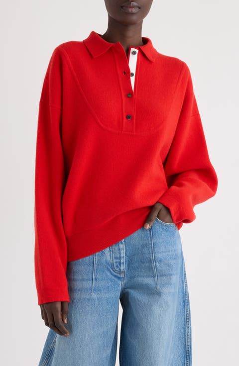 La Maille Vareuse Pallone Merino Wool & Cashmere Polo Sweater
