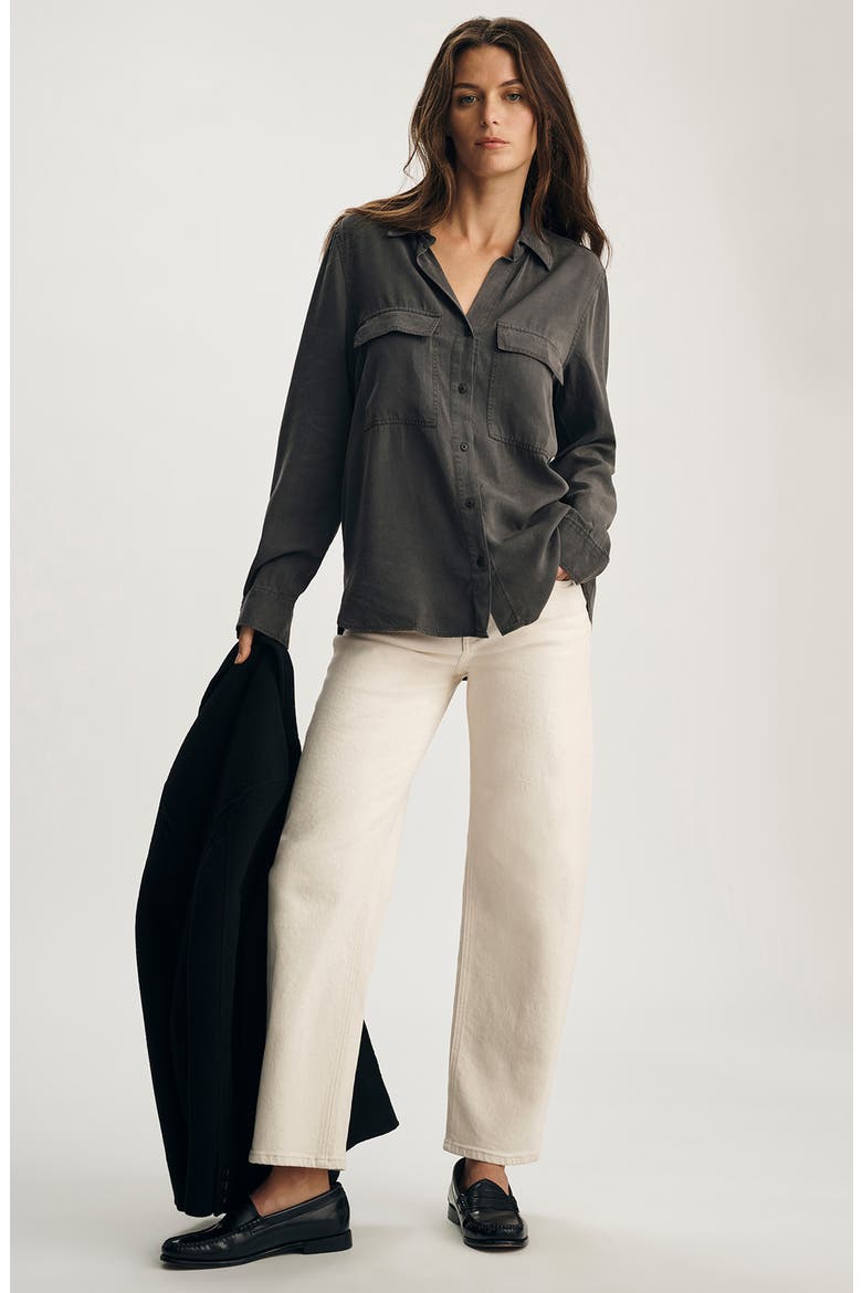 Luxe Touch Relaxed Fit Button-Up Shirt, Alternate, color, DARK SHADOW