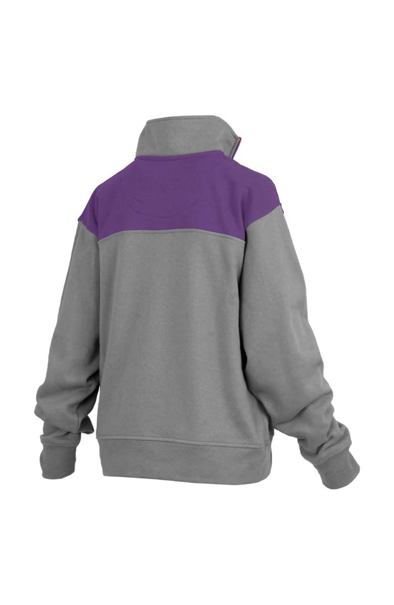 PRESSBOX Women's Pressbox Gray LSU Tigers Avon Fleece Quarter-Zip Jacket, Alternate, color,
