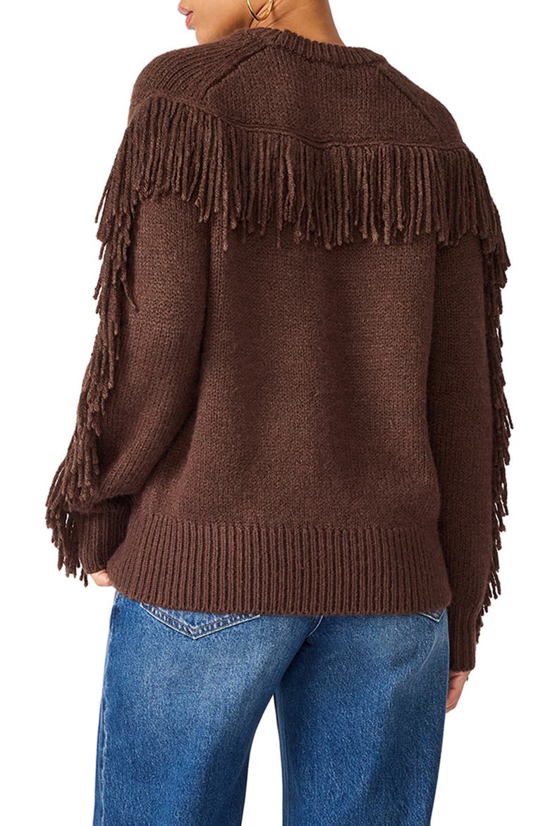 Ashlynne Fringe Sleeve Sweater, Alternate, color, DARK TOFFEE