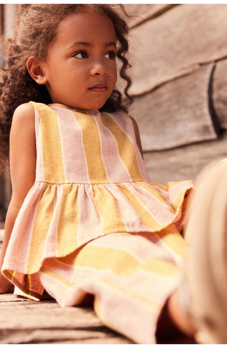 NEXT Kids' Stripe Sleeveless Cotton & Linen Peplum Top & Pants Set, Alternate, color, 