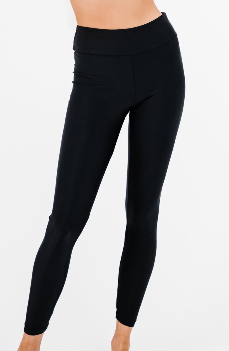 Calypsa Long Swim Leggings, Main, color, Black