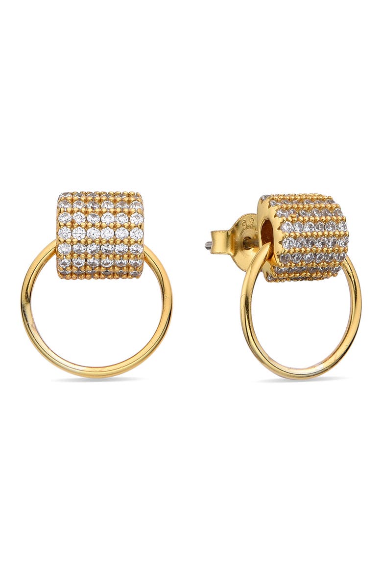 Roxanne Pavé Cubic Zirconia Doorknocker Earrings, Main, color, GOLD